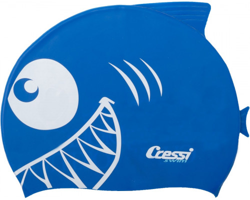 Шапочка для плавания CRESSI SILICONE KIDS CAP SHARK, детская, синяя
