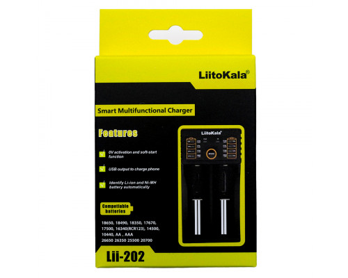 Зарядное устройство LIITOKALA Lii-202, универсальное, с USB зарядкой