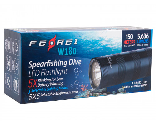 Фонарь подводный FEREI W180CW, белый свет, со съемными АКБ, 5630Lm, 4500К