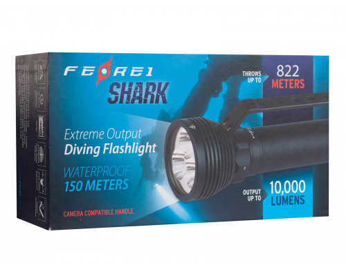 Фонарь подводный FEREI W168 SHARK, белый свет, 10000Lm, 6000К