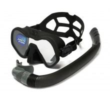 Набор для плавания C4 SKYLINE ANTIFOG BLACK, маска, трубка, сумка