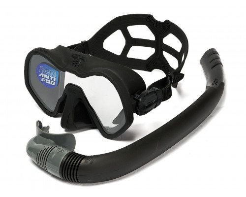 Набор для плавания C4 SKYLINE ANTIFOG BLACK, маска, трубка, сумка