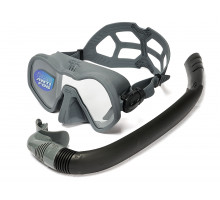 Набор для плавания C4 SKYLINE ANTIFOG GREY, маска, трубка, сумка