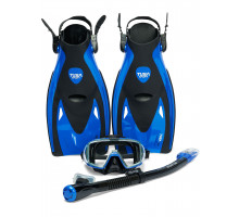 Комплект TUSA SPORT UP-3521 BLACK SERIES BLACK/BLUE, маска+трубка+ласты