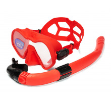 Набор для плавания C4 SKYLINE ANTIFOG RED, маска, трубка, сумка