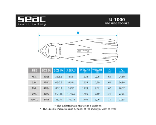 Ласты SEAC SUB U-1000 SLING STRAP WHITE/BLACK