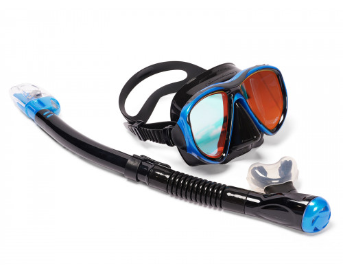 Комплект TUSA SPORT UCR2425PM, синий, зеркальные линзы, маска+трубка