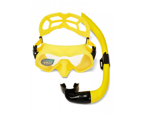 Набор для плавания C4 SKYLINE ANTIFOG YELLOW, маска, трубка, сумка