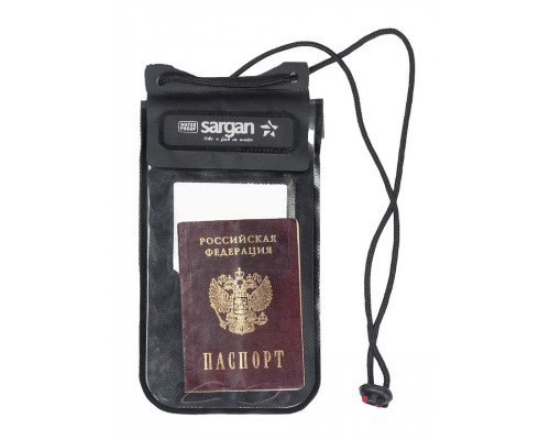 Чехол герметичный SARGAN СУХОВ ОК, с окном под документы и телефон, 12см*18см, черный