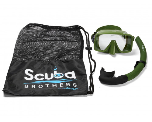 Набор для плавания SCUBA BROTHERS BETTA HYDRA GREEN, маска, трубка, сумка