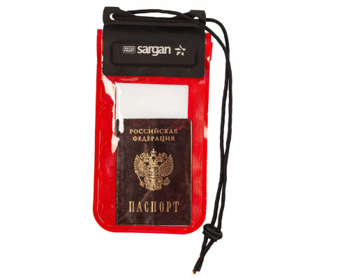 Чехол герметичный SARGAN СУХОВ ОК, с окном под документы и телефон, 12см*18см, красный