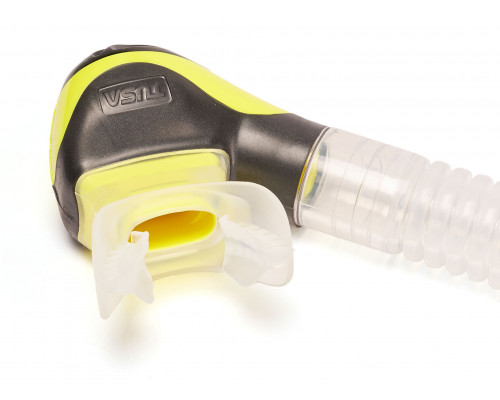 Трубка TUSA HYPERDRY ELITE II, желтая, прозрачный силикон