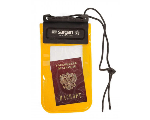 Чехол герметичный SARGAN СУХОВ ОК, с окном под документы и телефон, 12см*18см, желтый
