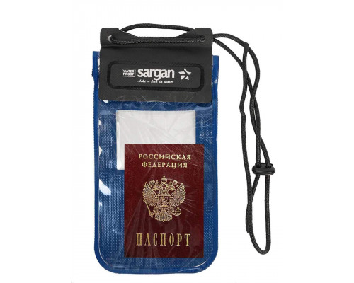 Чехол герметичный SARGAN СУХОВ ОК, с окном под документы и телефон, 12см*18см, синий