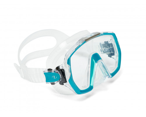 Маска TUSA FREEDOM ELITE, бирюзовая рамка, прозрачный силикон