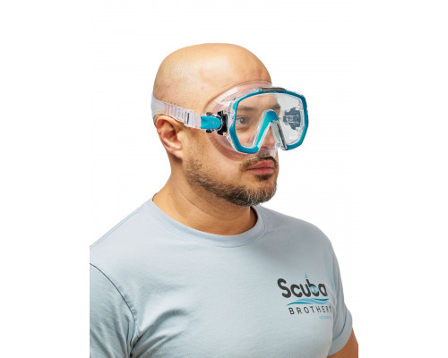 Маска TUSA FREEDOM ELITE, бирюзовая рамка, прозрачный силикон