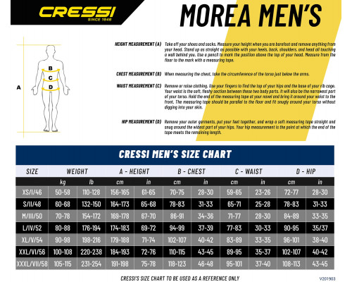 Гидрокостюм CRESSI MOREA MAN MONOPIECE, черно-синий, 3mm