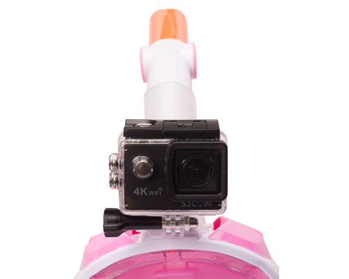 Маска полнолицевая SCUBA BROTHERS BEATLE KID CLEAR/PINK, с креплением камеры GoPro